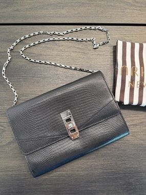 Henri Bendel Black Textured Leather Chain Shoulder Bag